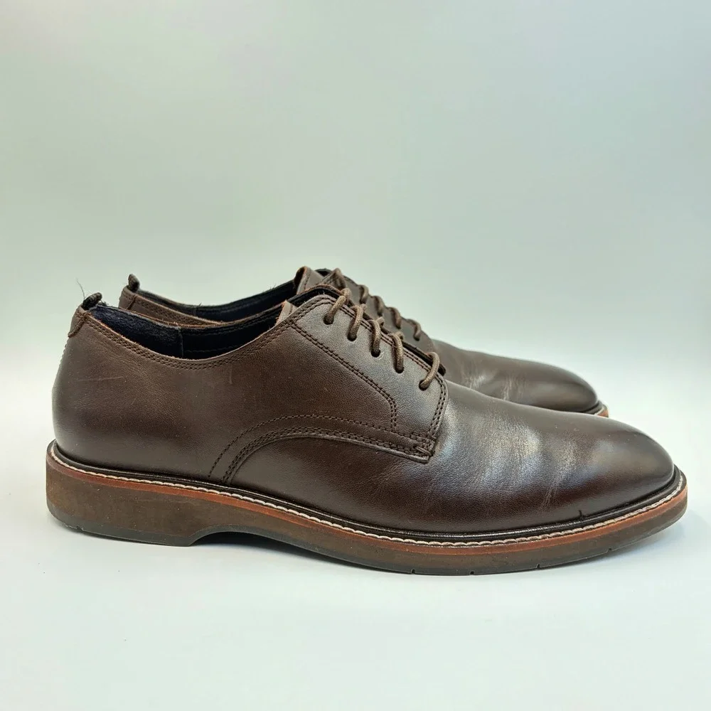 Cole Haan Mens 9.5 Grand.360 Brown Leather Derby Oxford Dress Shoes C30692 Comfy